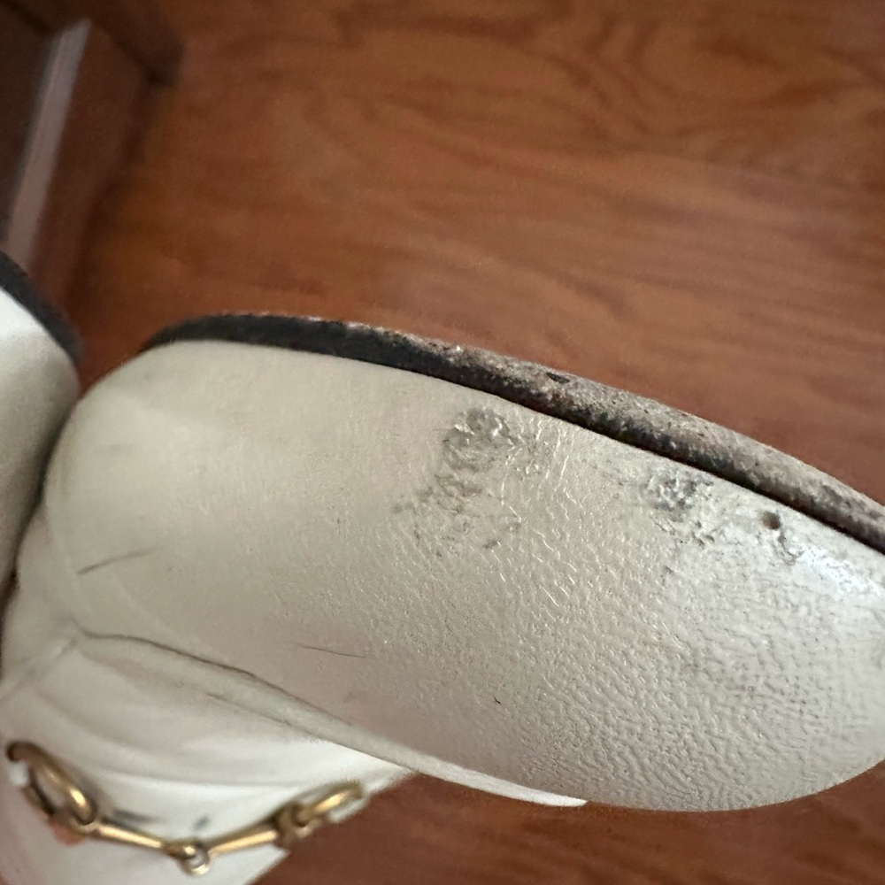 Gucci White Leather Horsebit Mules - Picture 4 of 8